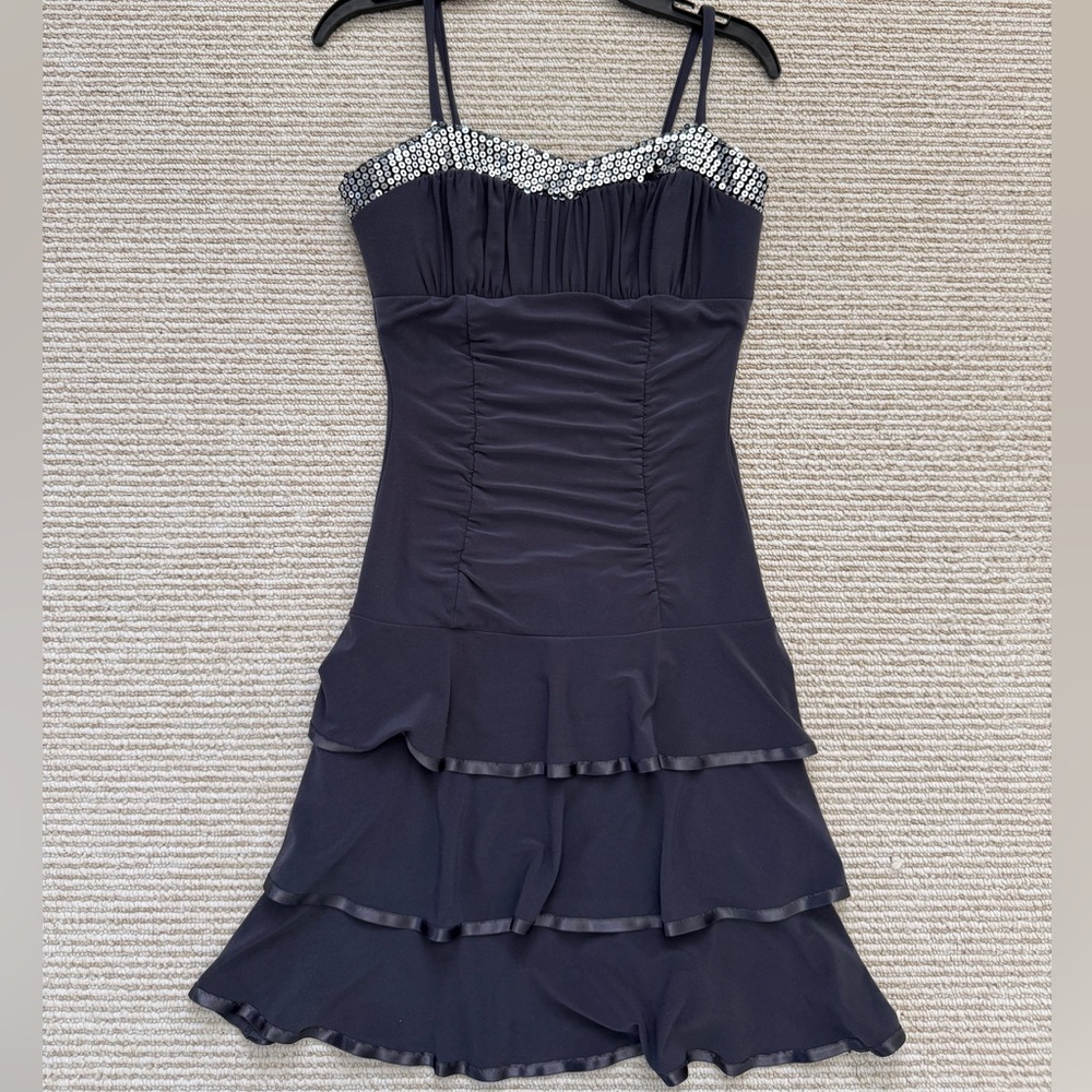 Taboo Women's Sequin Tiered Spaghetti Strap Dress